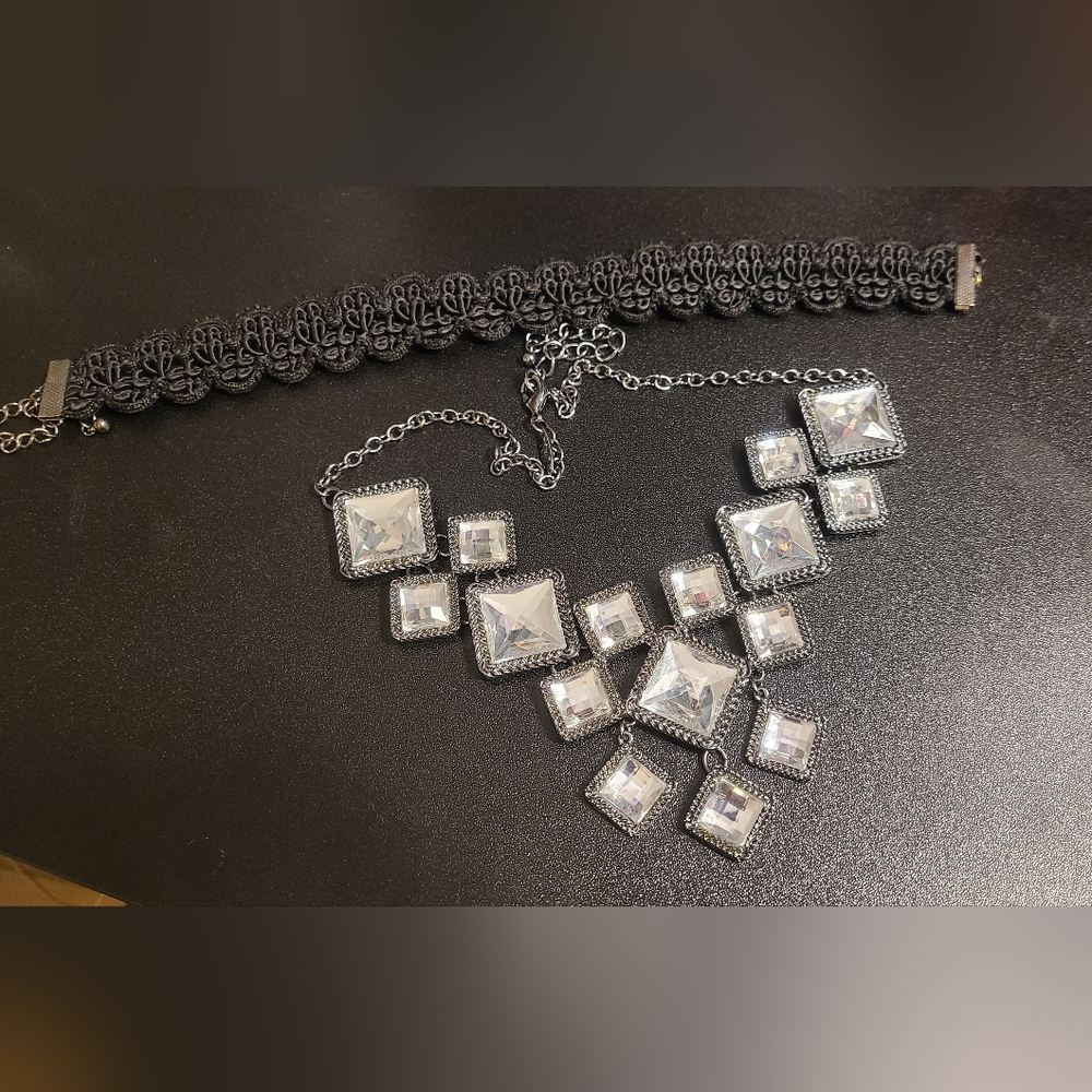 BOGO 1/2 NY & Co Glitzy Statement Necklace & Tattoo Gimp Braid Choker